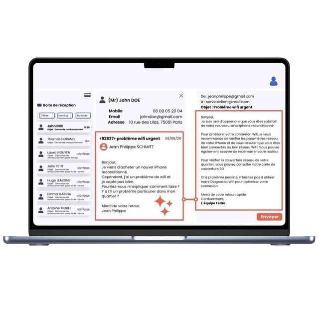 Le Mailbot simplifie le traitement des emails : génération de réponses, tri intelligent, traduction, résumé et intégration directe dans vos outils métiers.