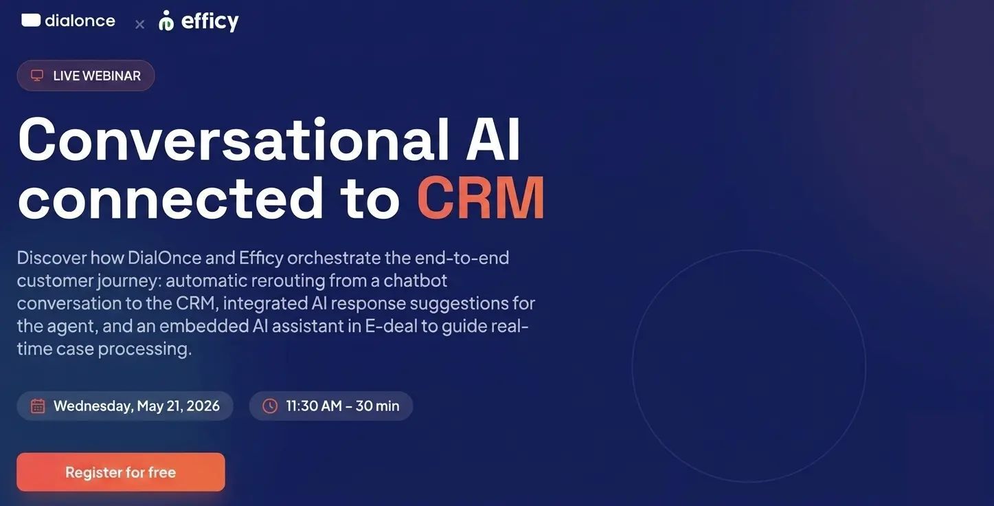 A conversational AI connected to a CRM that automates request routing and supports agents in real time case handling
